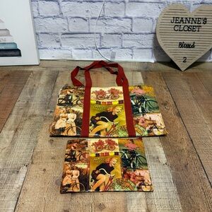 Blue Q Shoulder Tote Bag Bicycle Themed Zippered  With Matching Cosmetic bag